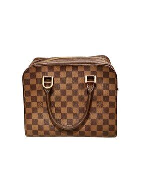 Louis Vuitton Damier Ebene Triana Handbag With Dual Top Handles & Gold-Tone Hard